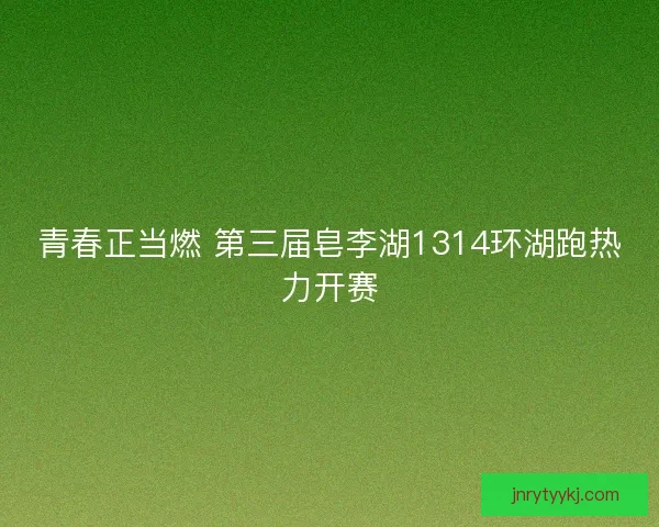 青春正当燃 第三届皂李湖1314环湖跑热力开赛
